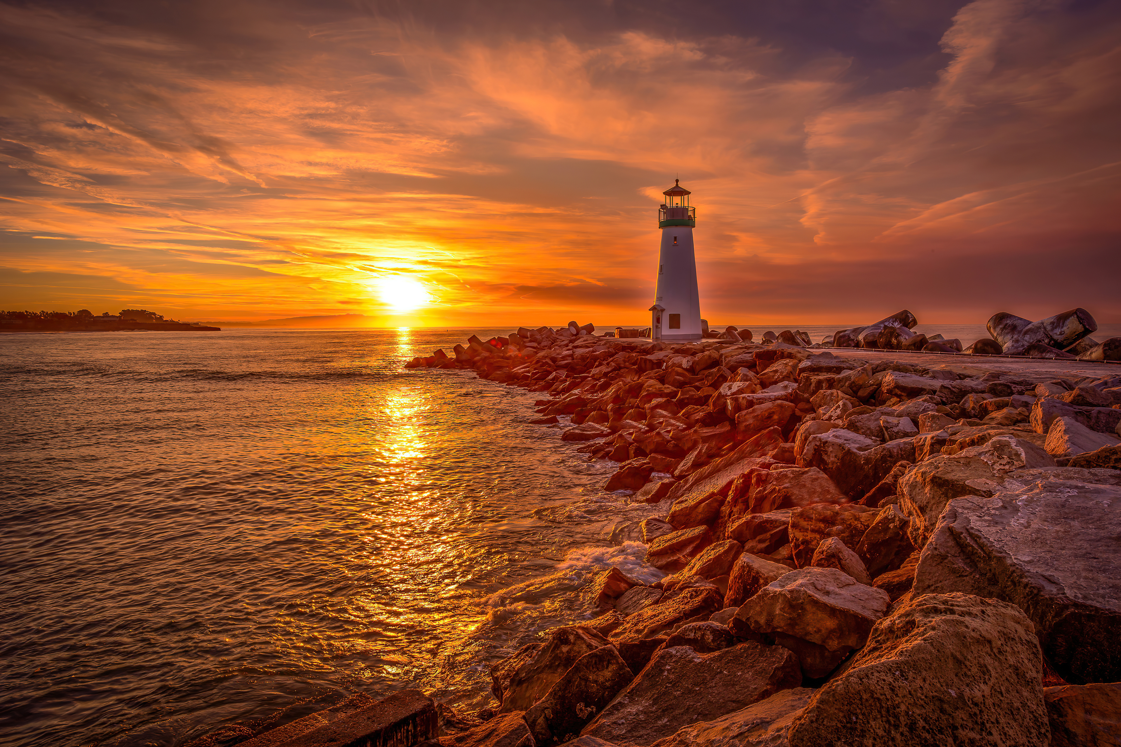 Lighthouse Sunrise And Sunset 4k Wallpaper HD Nature