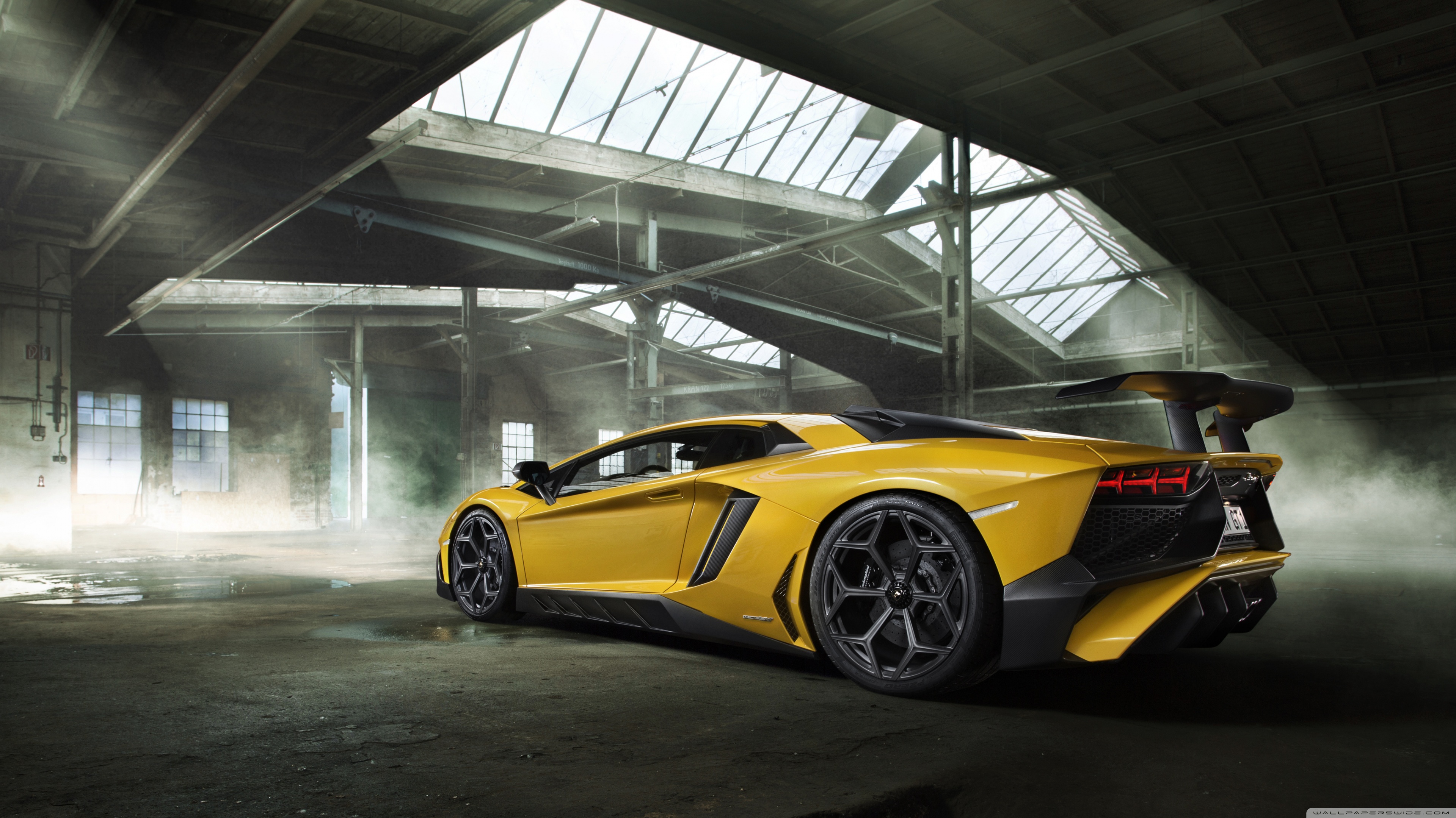 Yellow Lamborghini Aventador Sports Car 4k HD Desktop Wallpaper