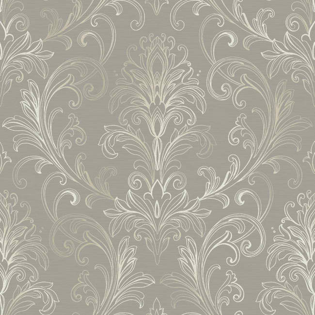 Silver White Br6268 Linear Damask Wallpaper Traditional