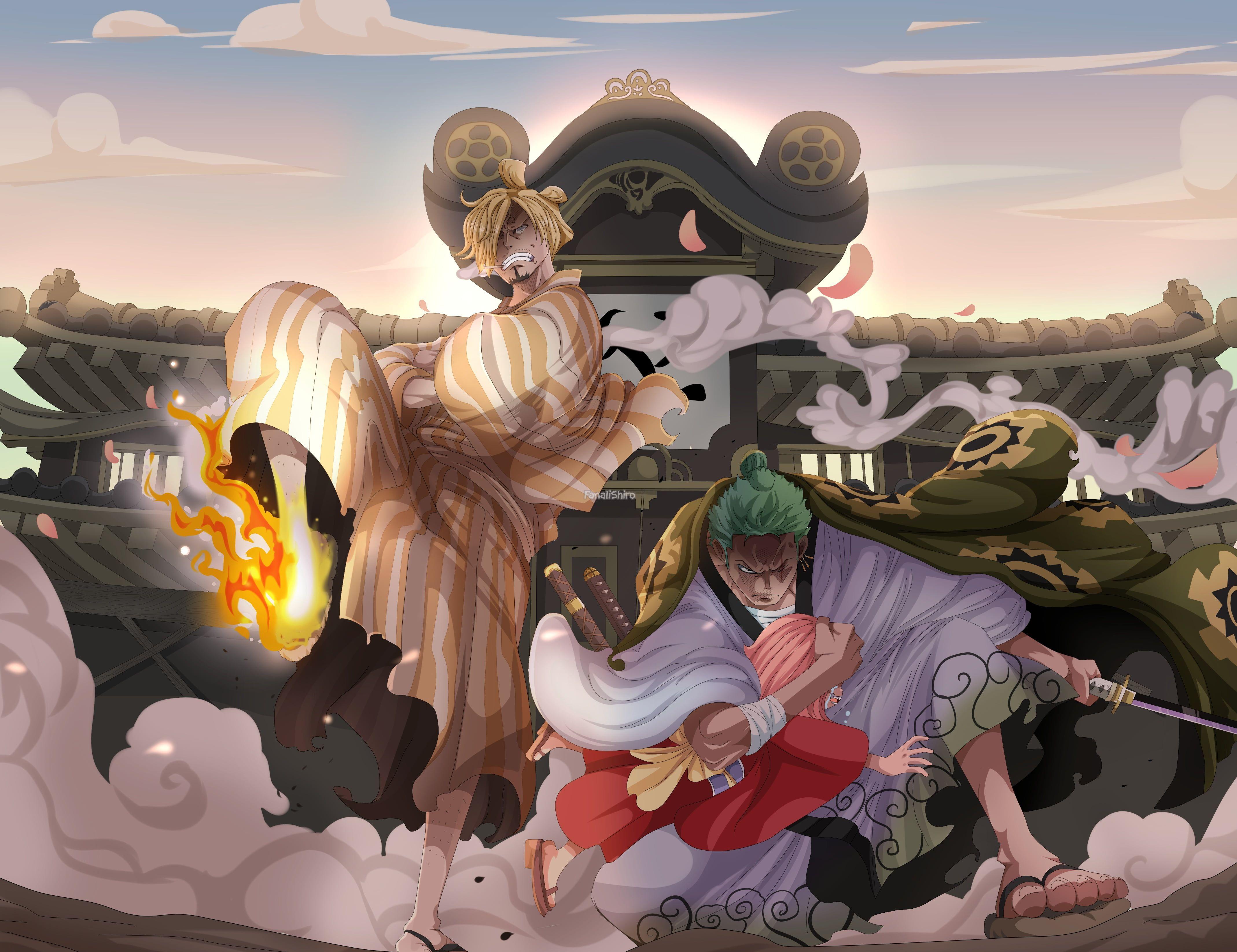 Zoro Santoryu Rengoku Onigiri One Piece Live Wallpaper - MoeWalls