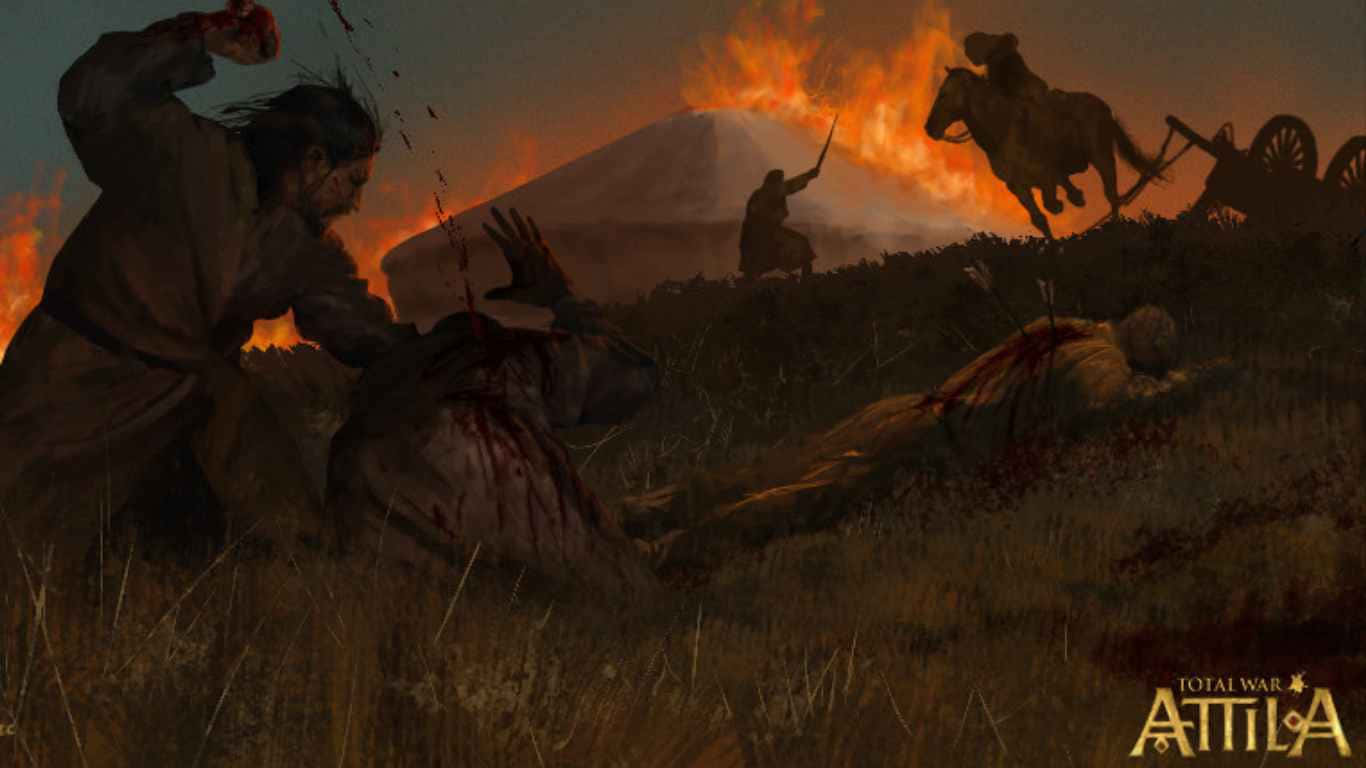 Total War Attila Background Men Fighting In Grassland Wallpaper