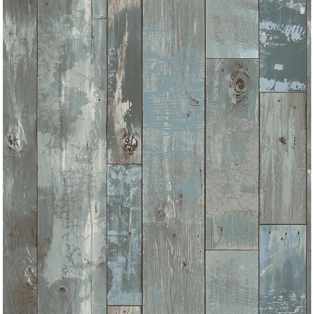 A Street Deena Blue Distressed Wood Wallpaper Sample 24053sam