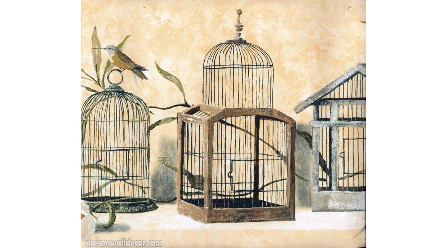 Home Brown Bird Cage Wallpaper Border