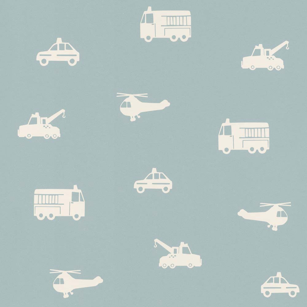 Kids Wallpaper Cars Helicopter Fire Truck Blue White