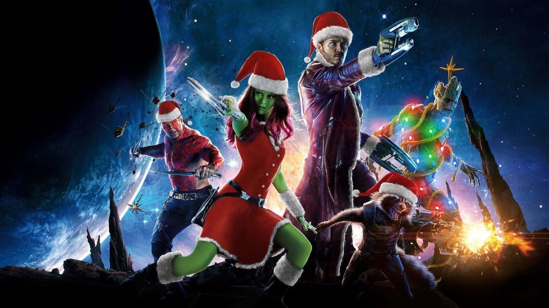 Download Marvel Christmas Guardians Of The Galaxy Santa Poster
