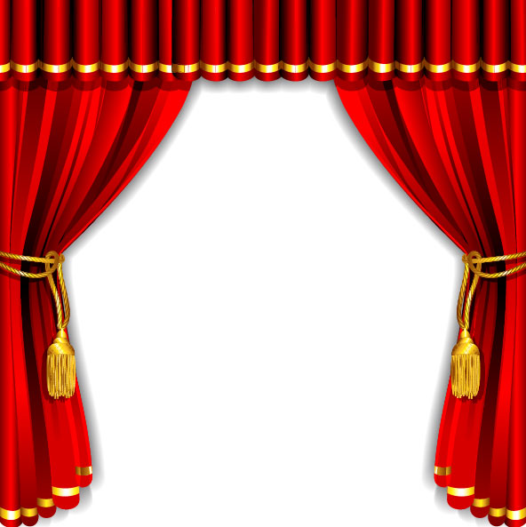 Red Curtain Elements Vector Background