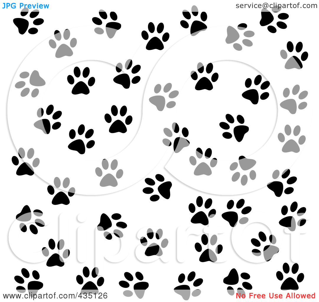 Illustration Of A Black And White Dog Paw Print Pattern By Jkerrigan