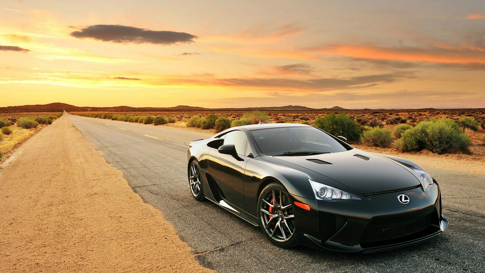 Black Lexus Lfa On Desert Full HD Desktop Wallpaper 1080p