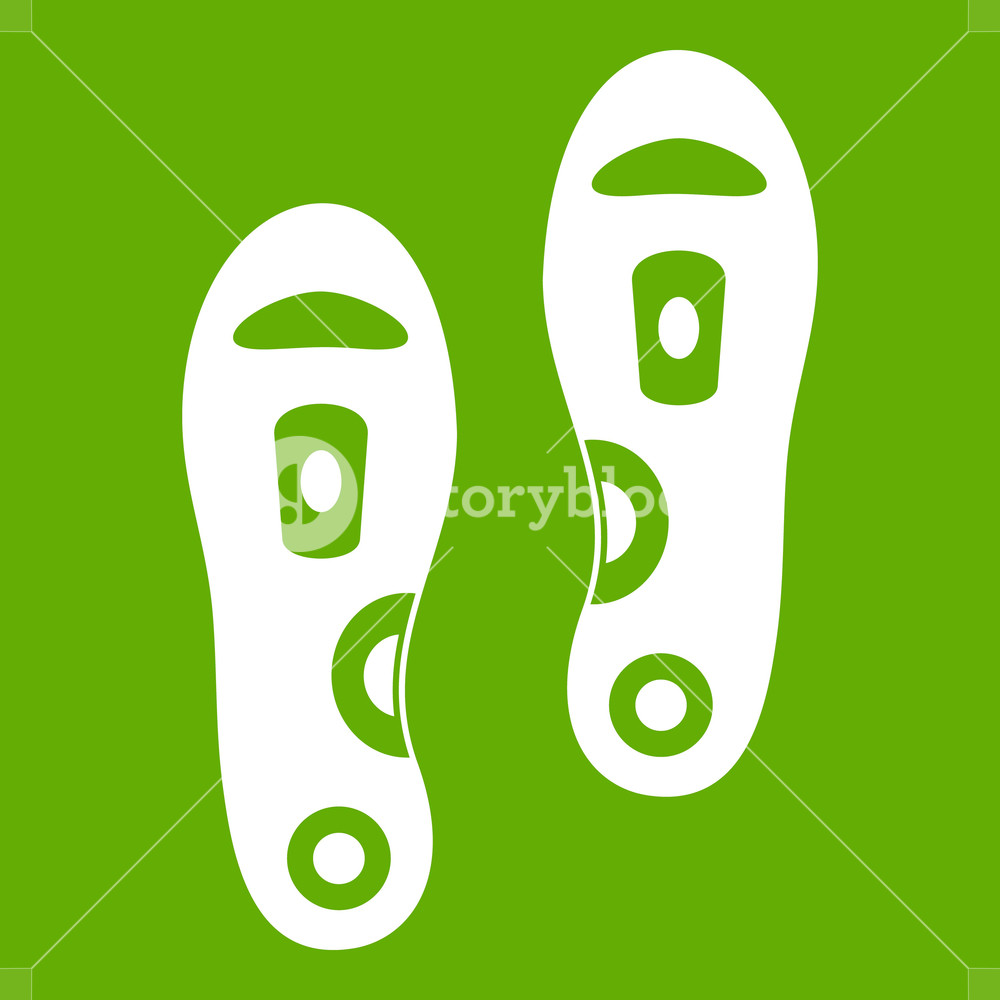 Orthopedic Insoles Icon White Isolated On Green Background Vector