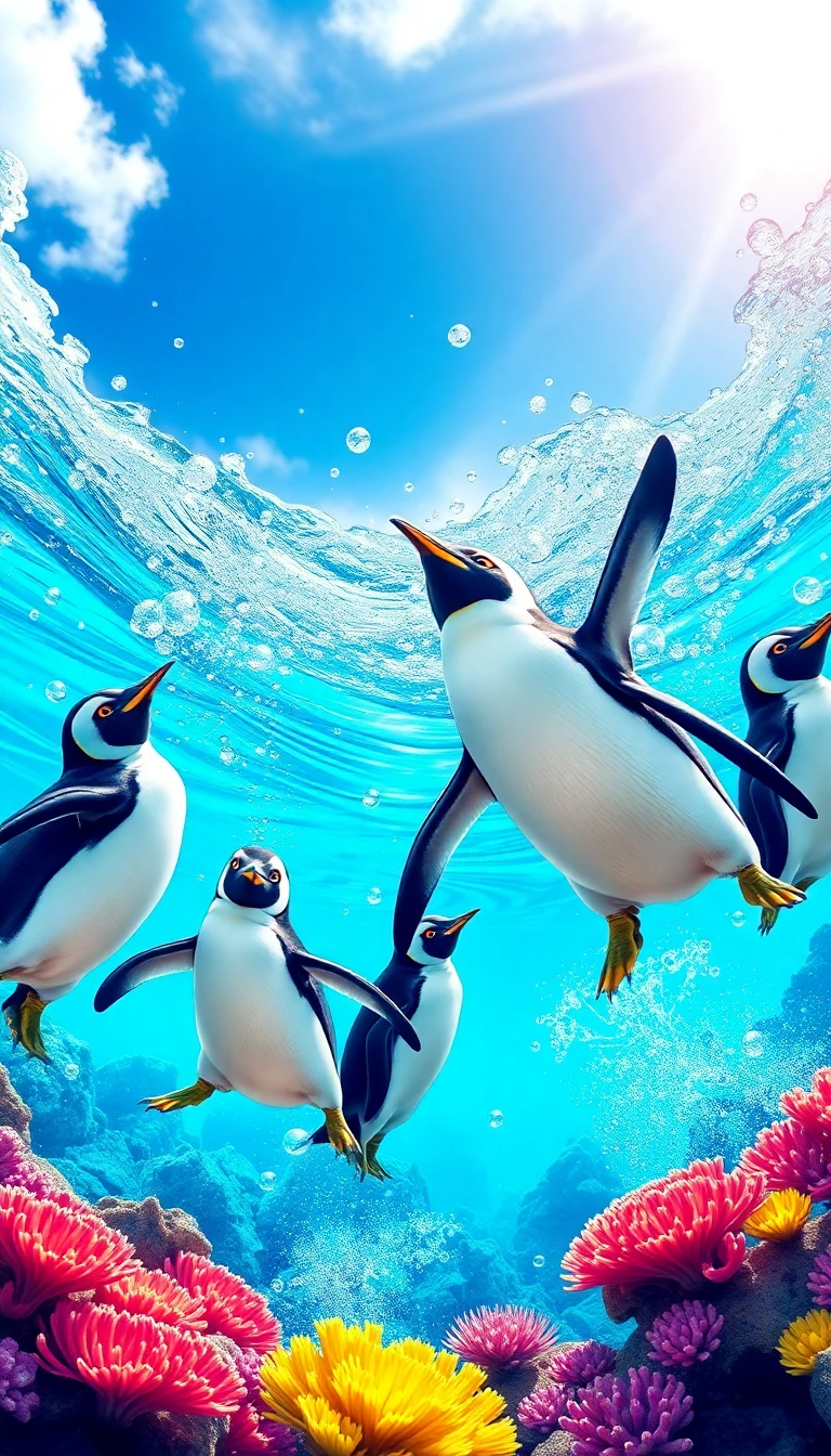 Diving Penguins Wallpaper