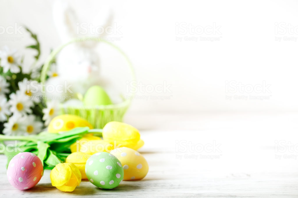 Happy Easter Congratulatory Easter Background Easter Eggs And