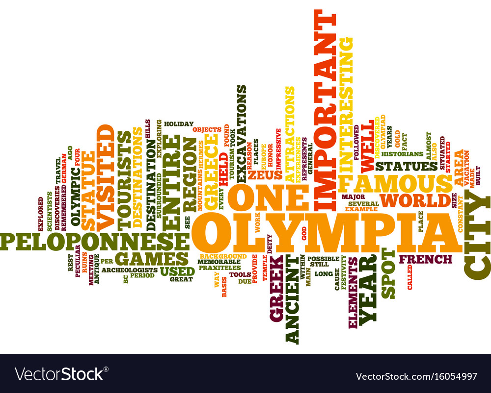 The Ancient Olympia Text Background Word Cloud Vector Image