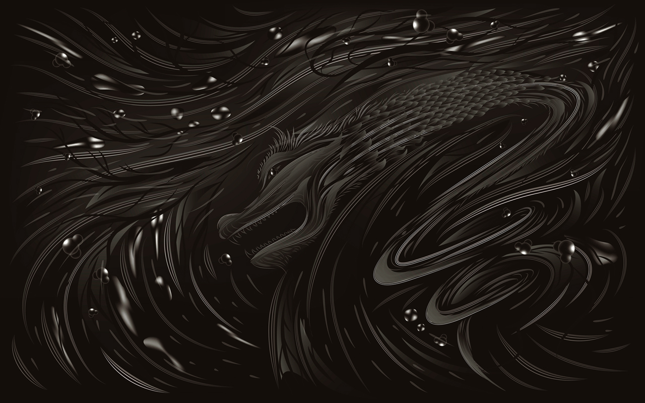 Black water dragon New Year 2012 wallpaper 1280x800