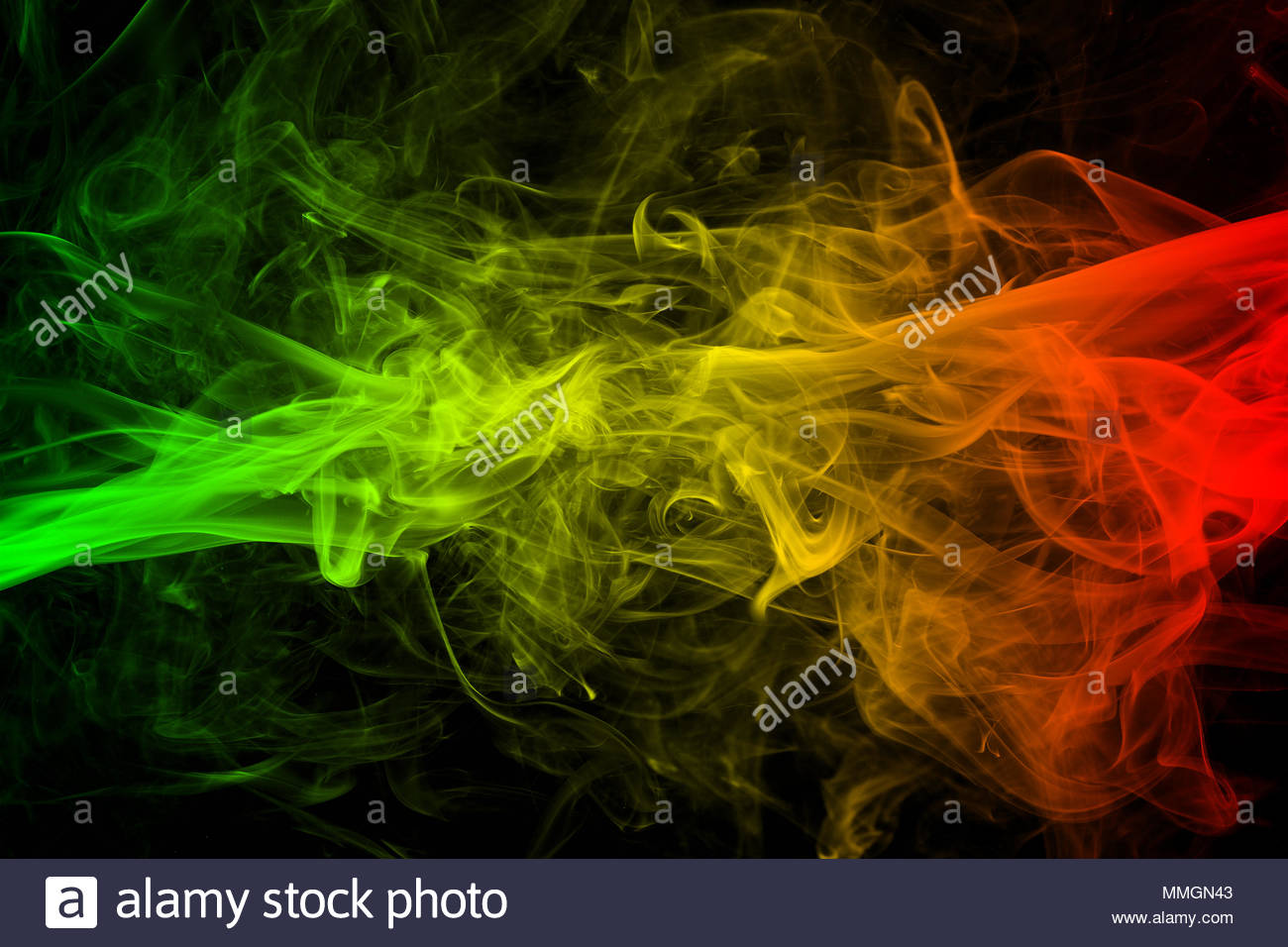 Abstract Background Smoke Curves And Wave Reggae Colors Green
