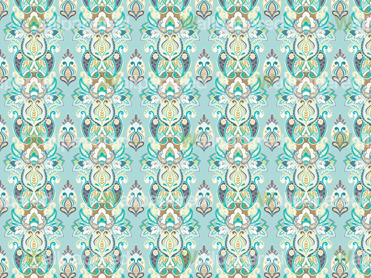 Indulgence Turquoise Wallpaper Design By Yuyu Studio