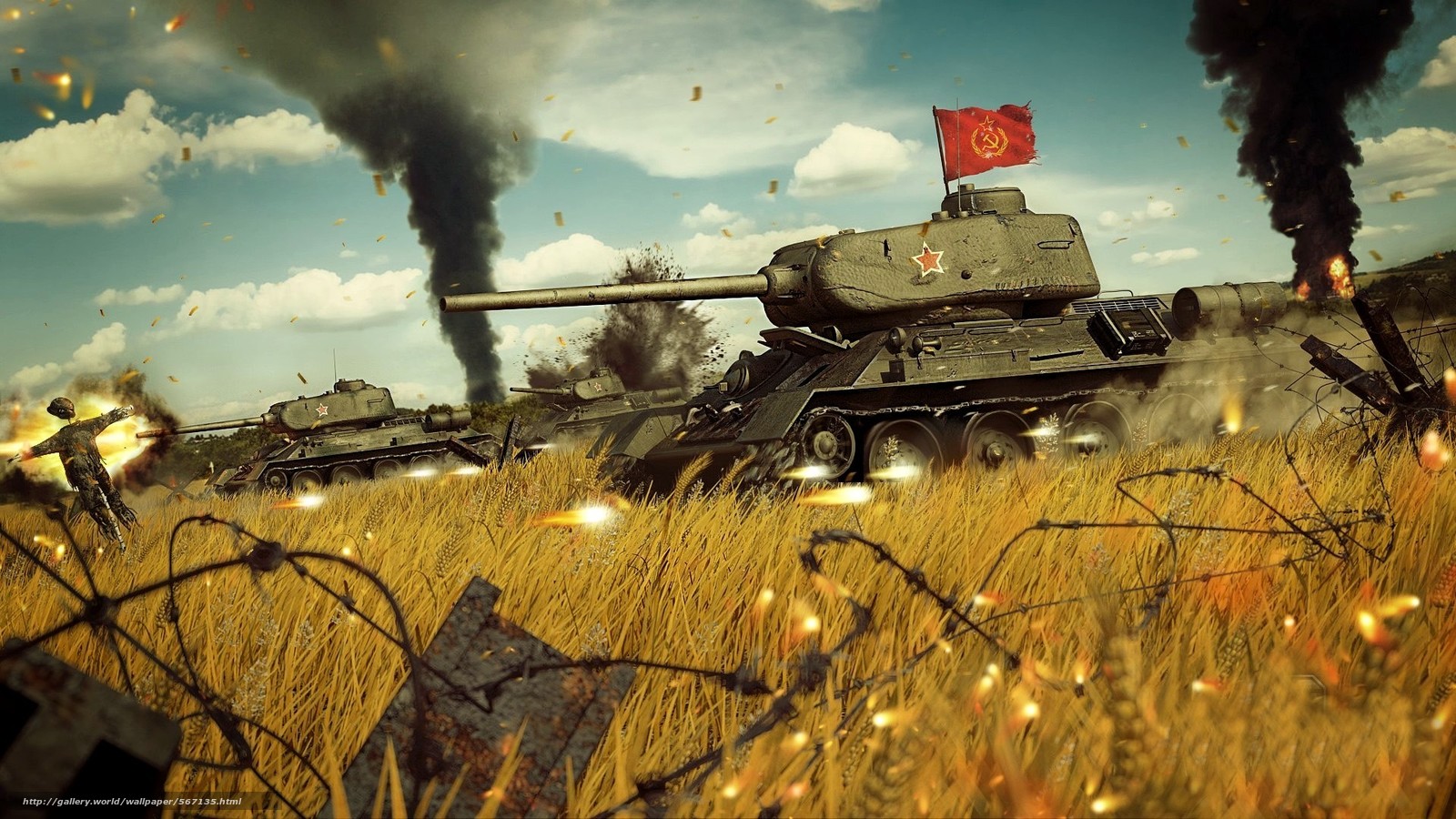Wallpaper Red Army Soviet Medium Tank During