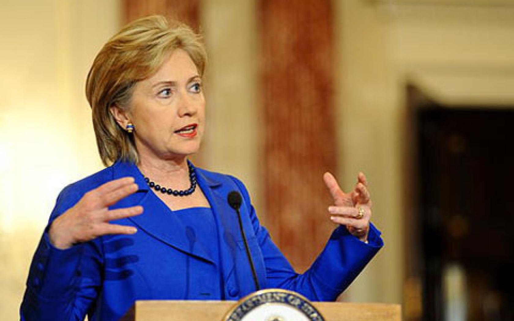 Hillary Clinton Series With Blue Dress HD Desktop Wallpaper