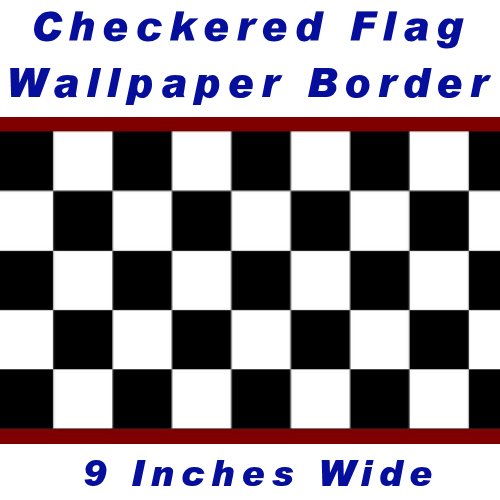 SAVE 1604   Checkered Flag Cars Nascar Wallpaper Border 9 Inch Red 500x500