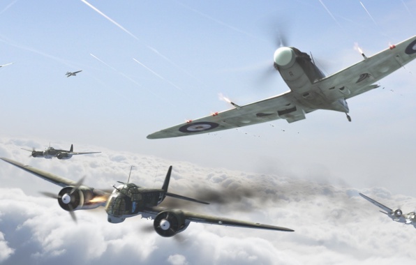Wallpaper Aviation Aircraft Airplane War Dogfight Ww2 Spitfire