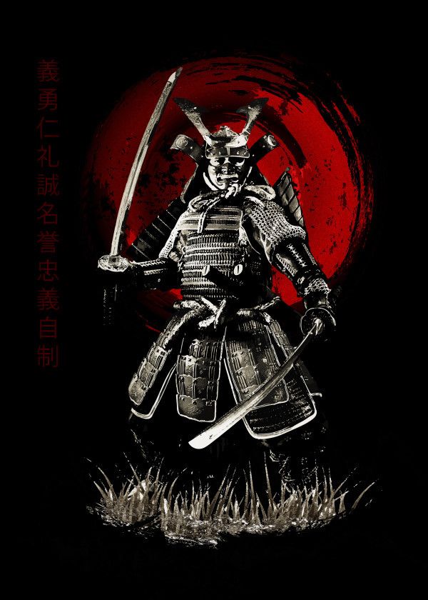 Bushido Samurai Virtues Kanji Poster By Cornel Vlad