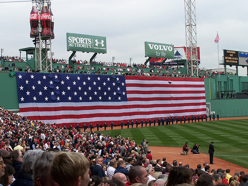 Stars And Stripes Green Monster Fenway Park Boston Ma
