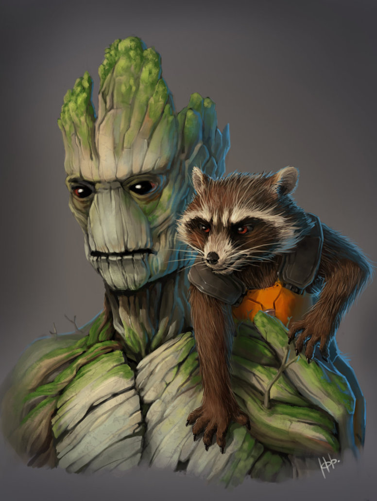 Groot And Rocket Raccoon By Ketrindarkdragon