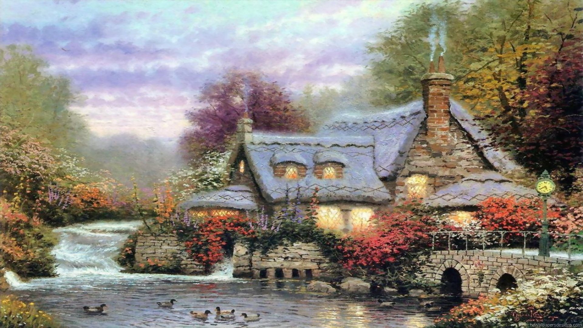 Thomas Kinkade Fall Desktop Wallpaper - WallpaperSafari