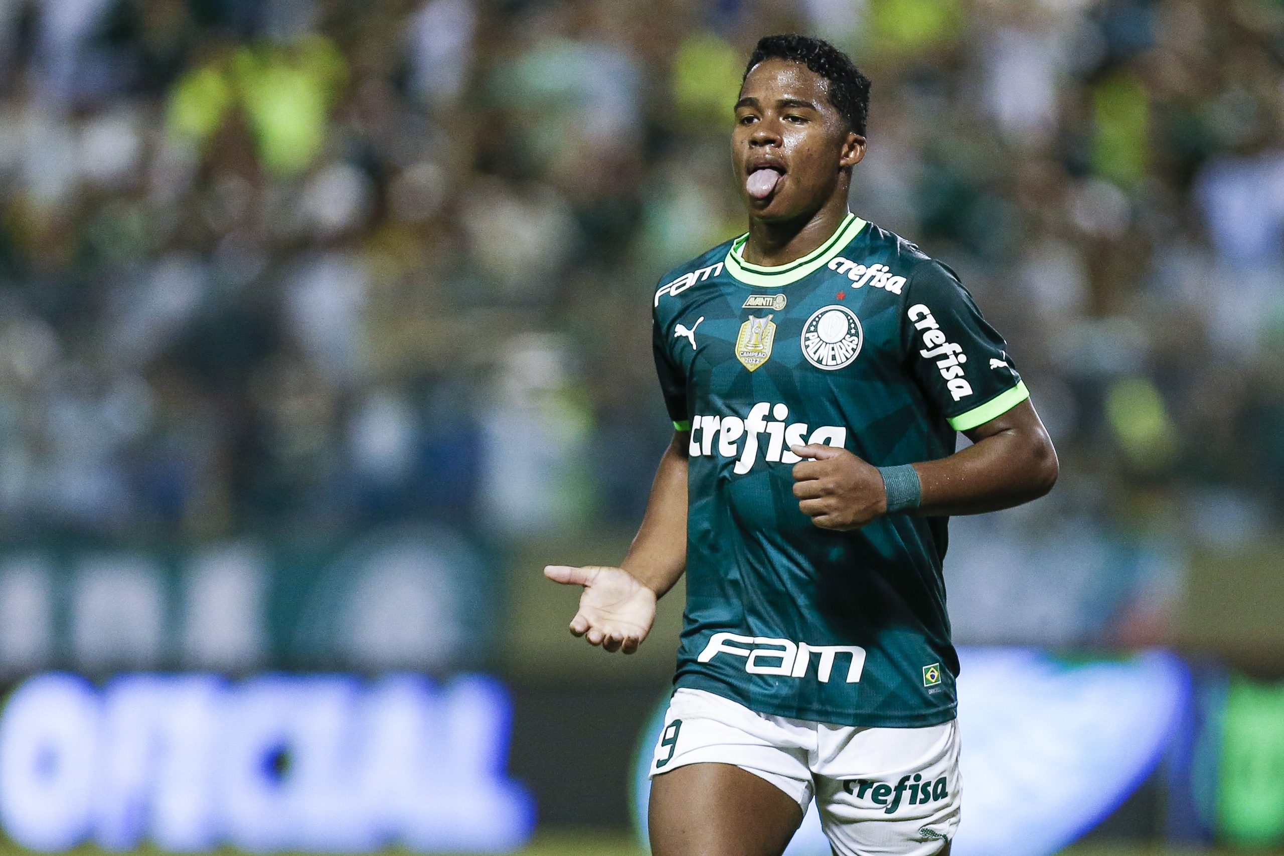 Endrick Felipe celebrating a goal for Palmeiras