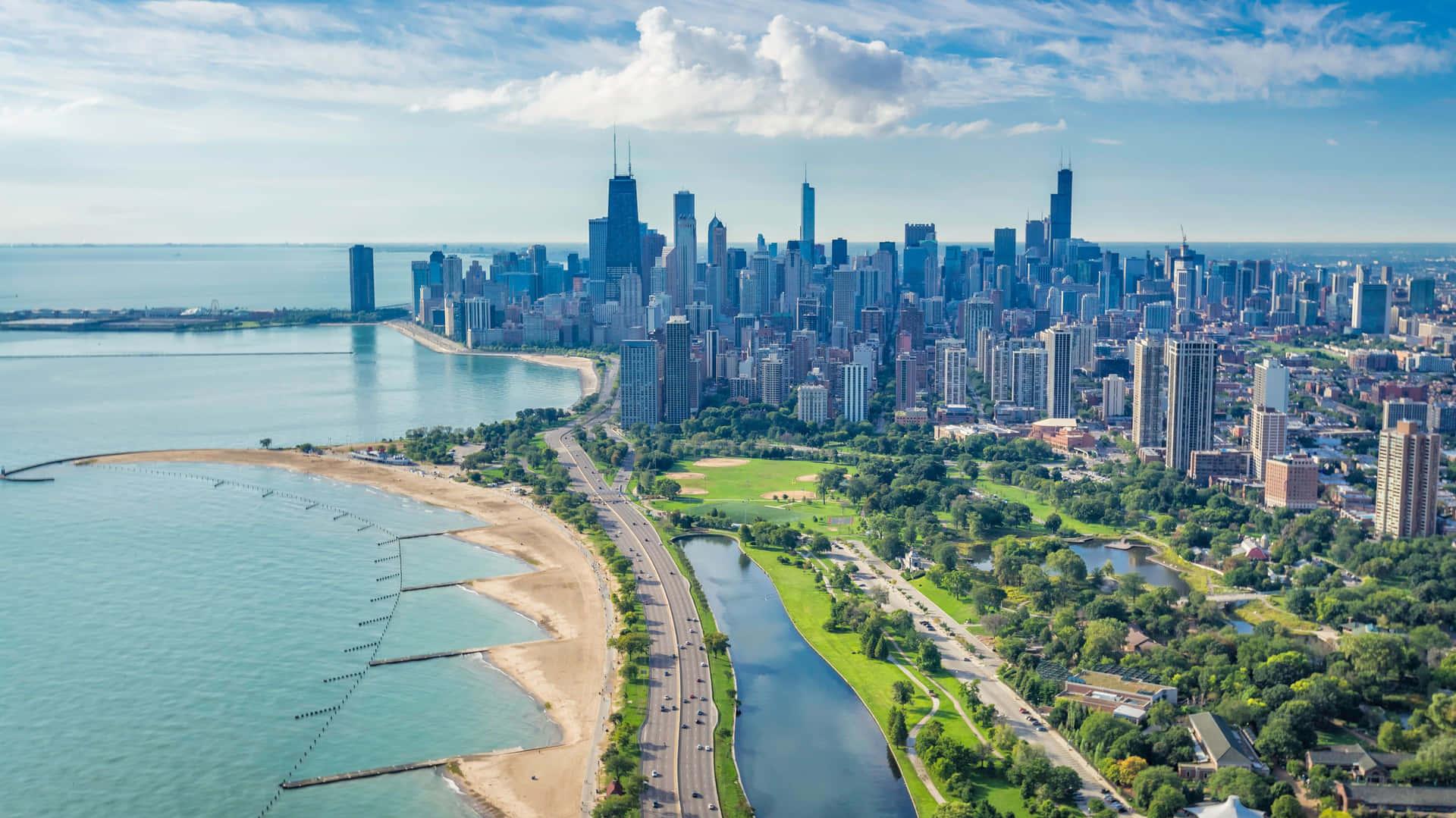 A Stunning Of Chicago From Above Wallpaper