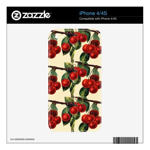 Antique Red Cherry Fruit Wallpaper Design Decals For The iPhone 4S