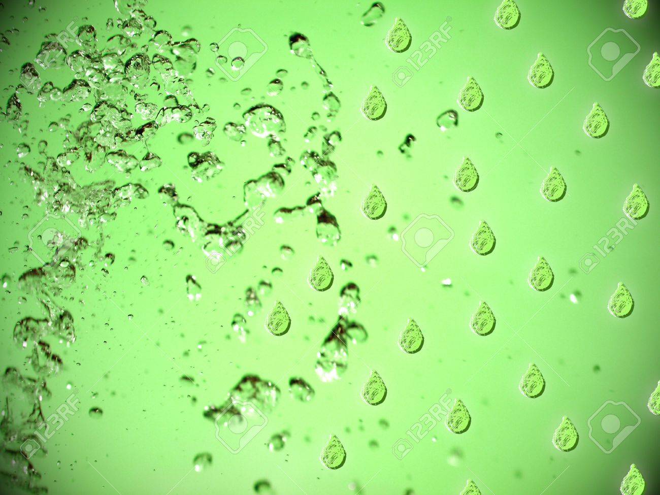 Lemon Green Background With Soda Drops Splashing Stock Photo