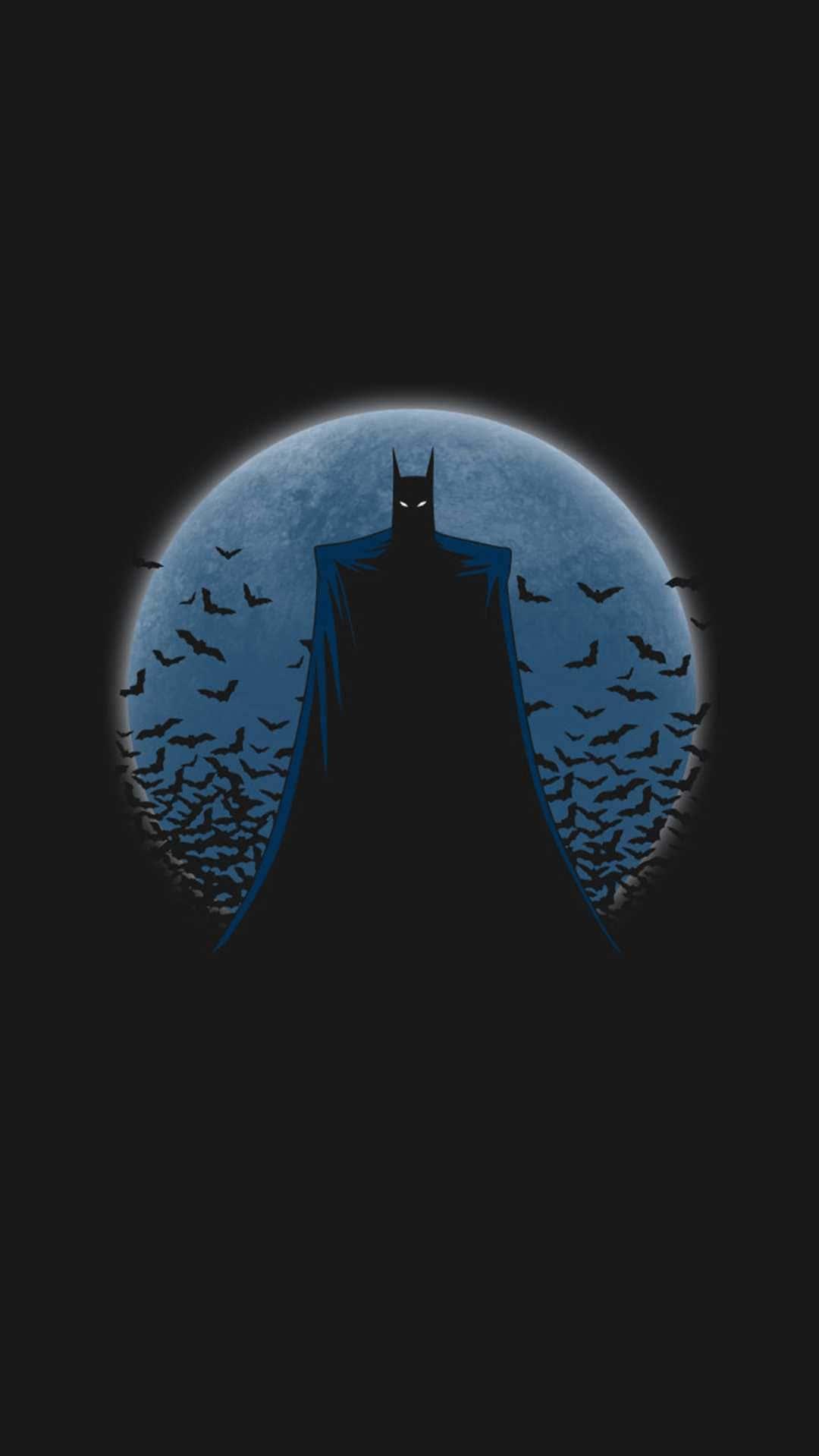 Batman Aesthetic Against Full Moon Wallpaper