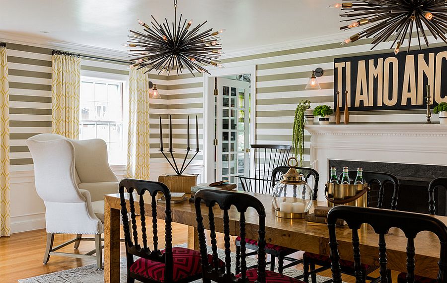 Fun Dining Room Design With Striped Wallpaper Hudson Interior