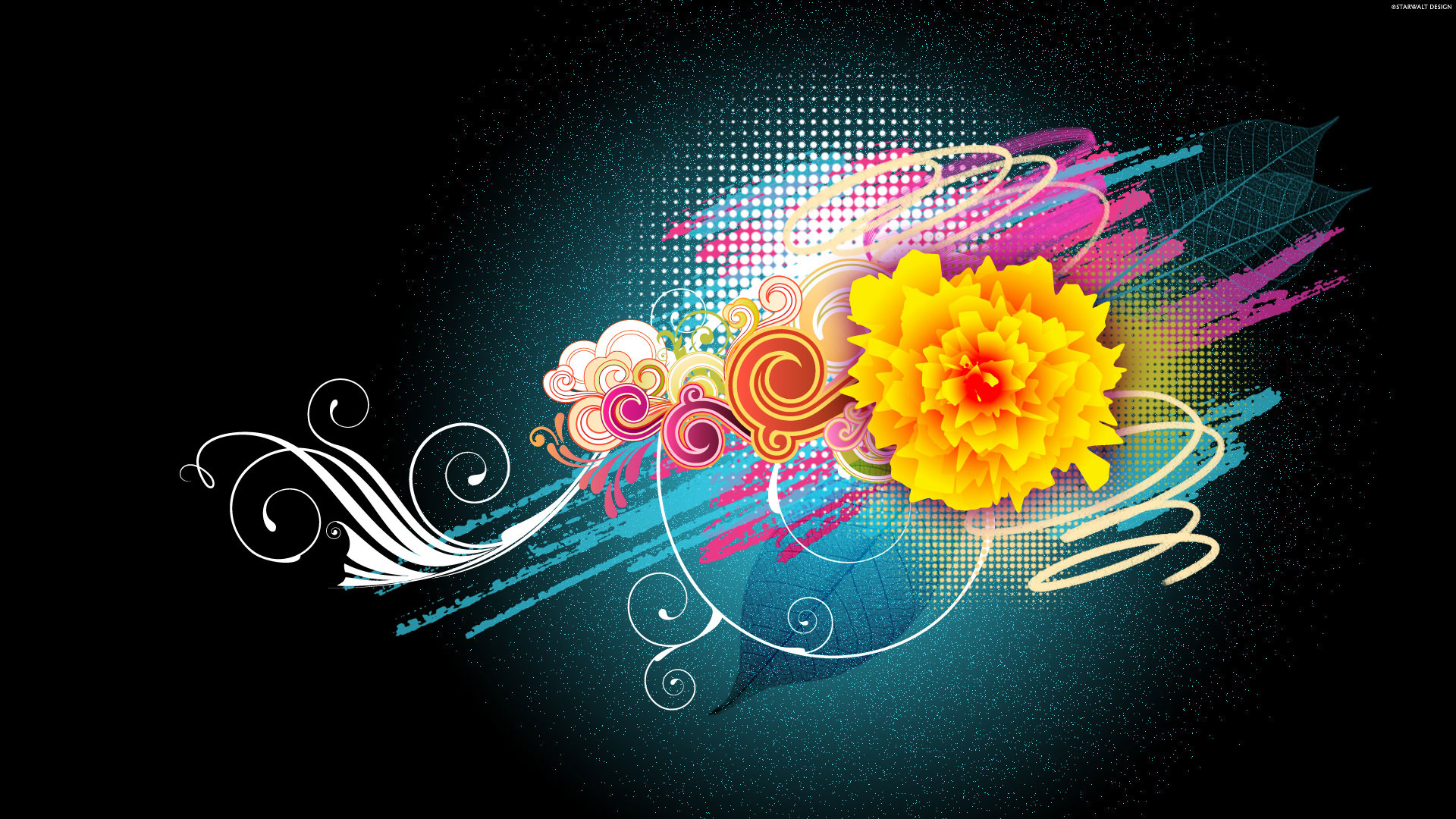 Flower Vector Designs 1080p Wallpaper HD