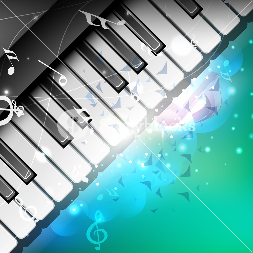 Music Notes On Creative Background With Piano Keys Royalty