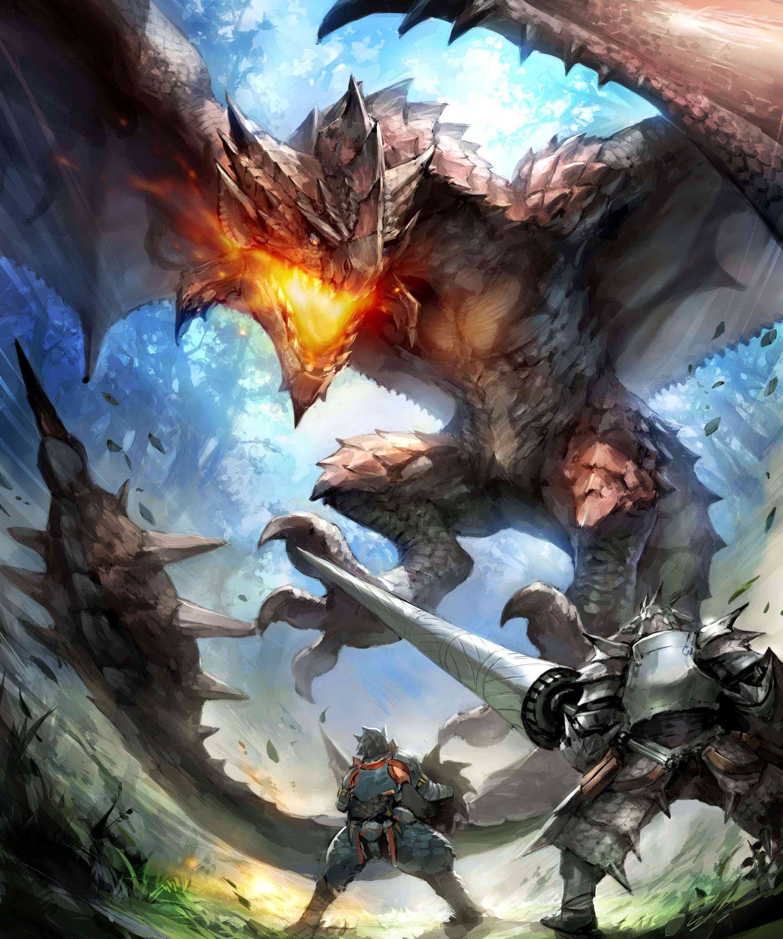 Wallpaper ID 347656  Video Game Monster Hunter Phone Wallpaper Dragon  Rathalos Monster Hunter Battle Warrior 1125x2436 free download