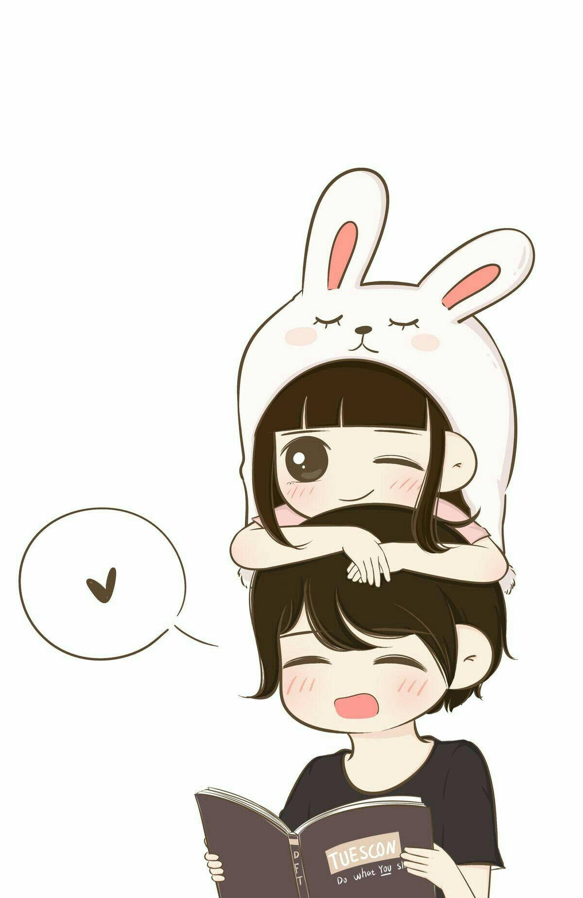 Cute Couple Cartoon Wallpaper