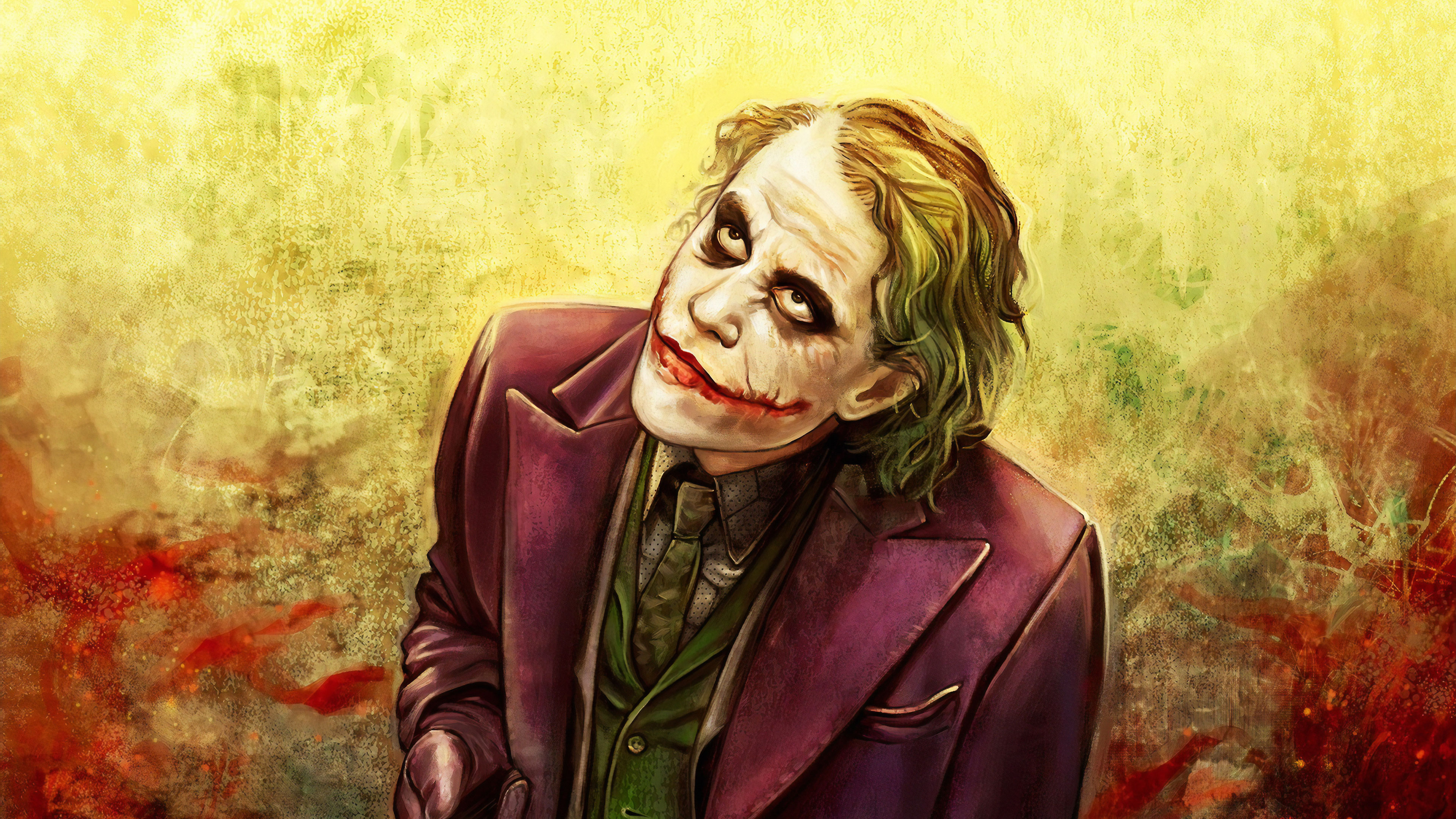 Joker Heath Ledger Art 4k Wallpaper HD Superheroes Image