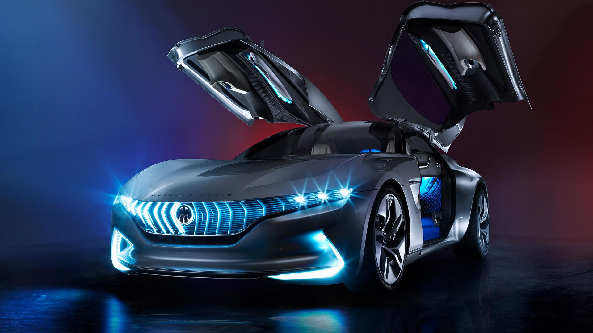 Gull Wing Door Car Silver Hybrid Electric