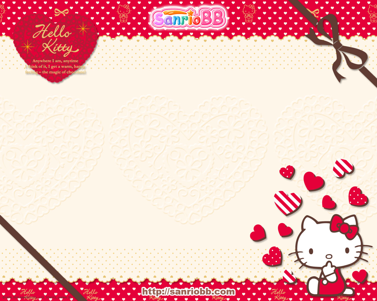 Hello Kitty Loft Red Heart Wallpaper
