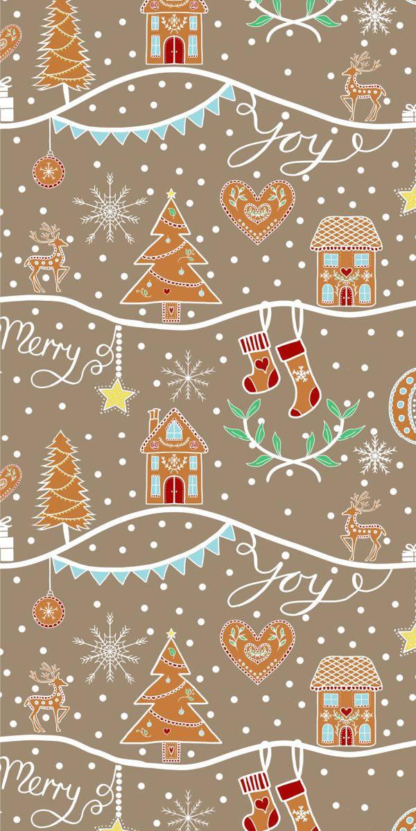 Cute Christmas iPhone Brown Wallpaper