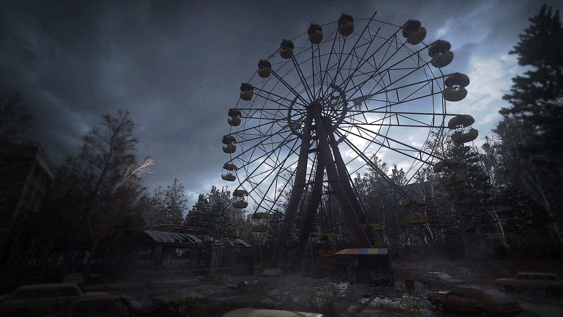 Black Ferries Wheel Chernobyl Pripyat HD Wallpaper