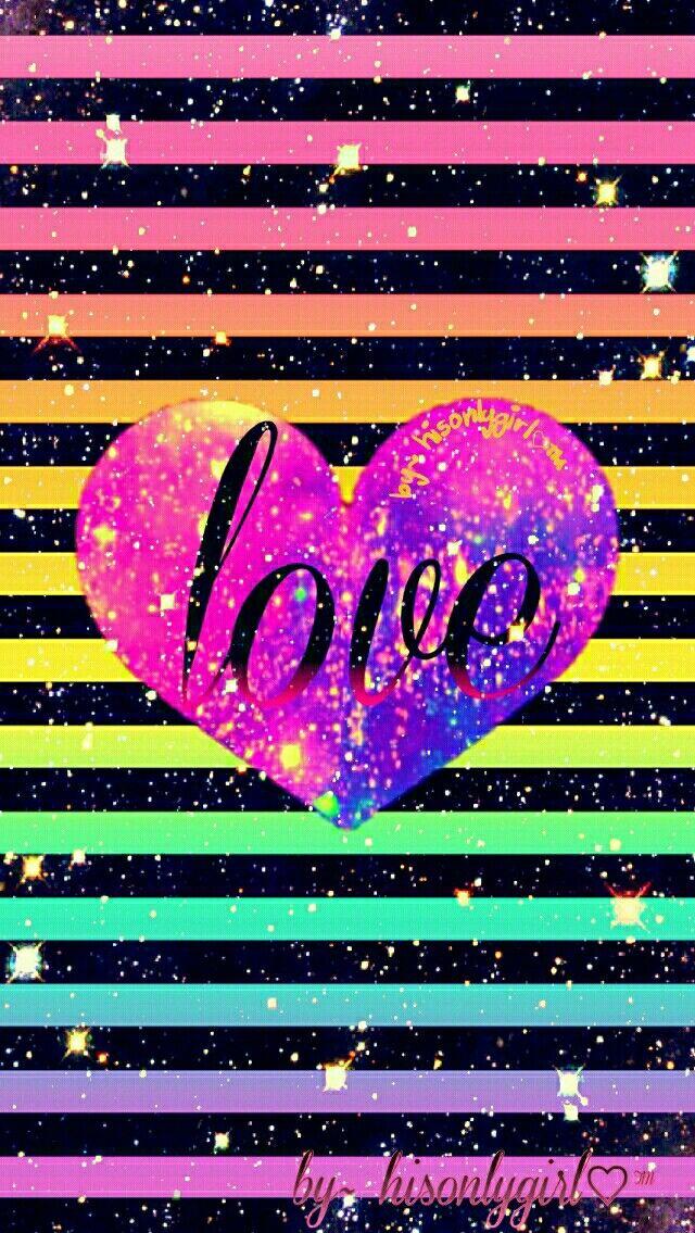 Love Striped Heart Galaxy Wallpaper I Created For The App Cocoppa
