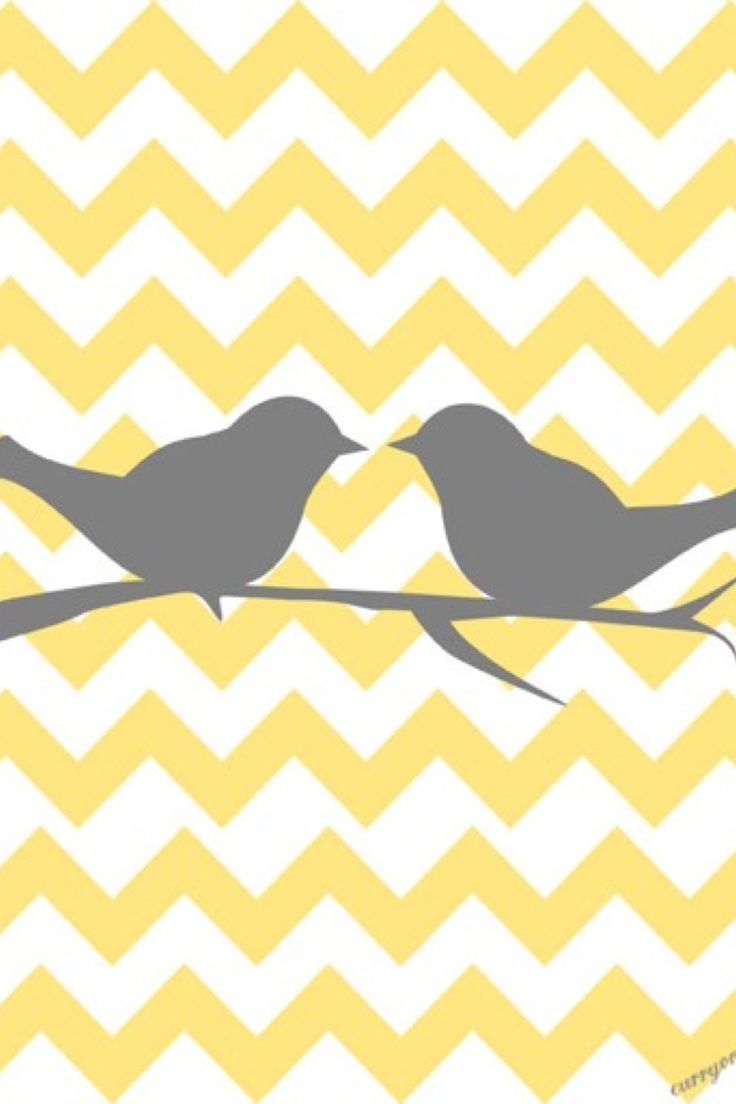 Wallpaper Bird Yellow And Gray Chevron So Cute As A Lock Screen Via