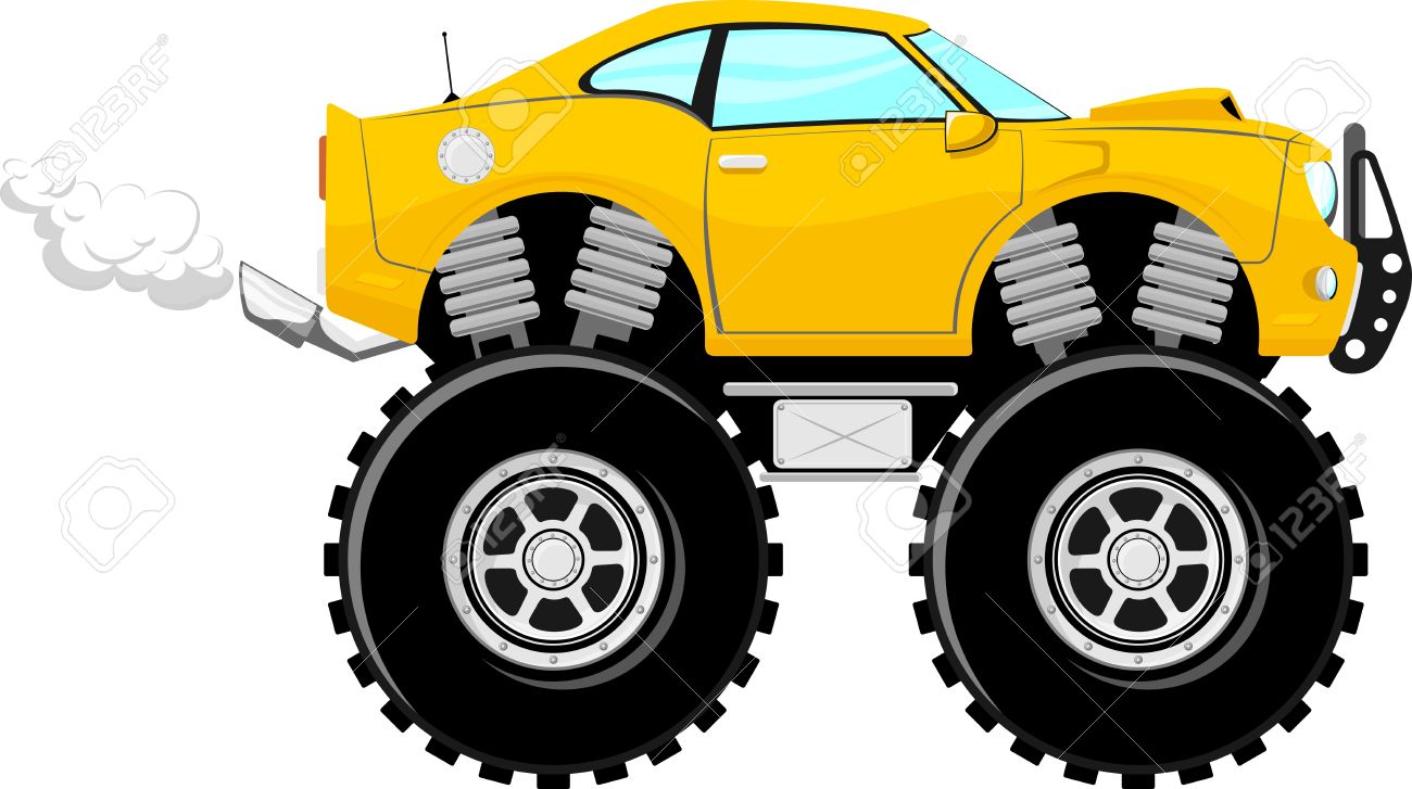 Monster Car Sport Cartoon Isolated On White Background Stock