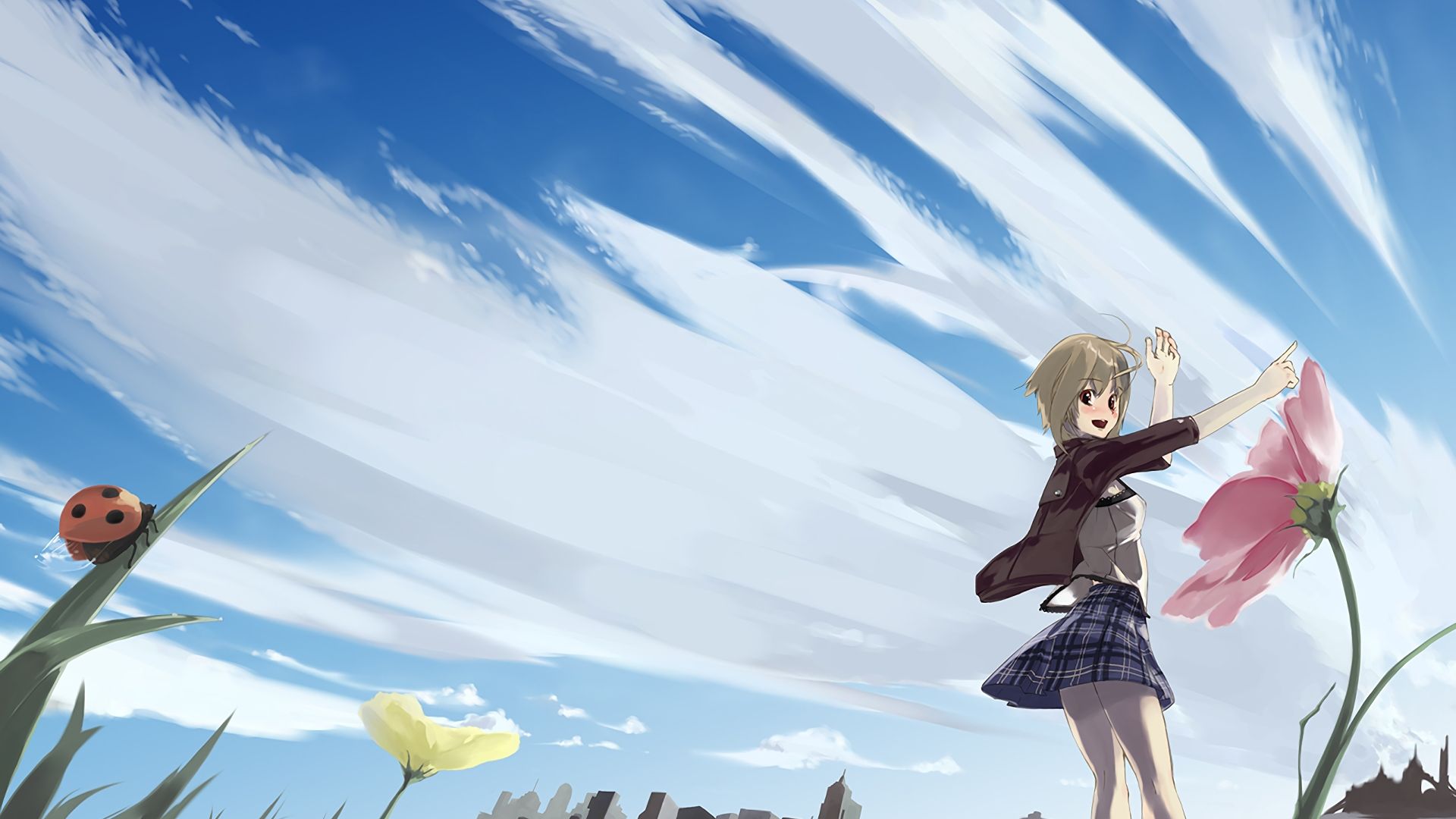 Desktop Wallpaper Anime Happy Anime Girl With Flower Hd Image
