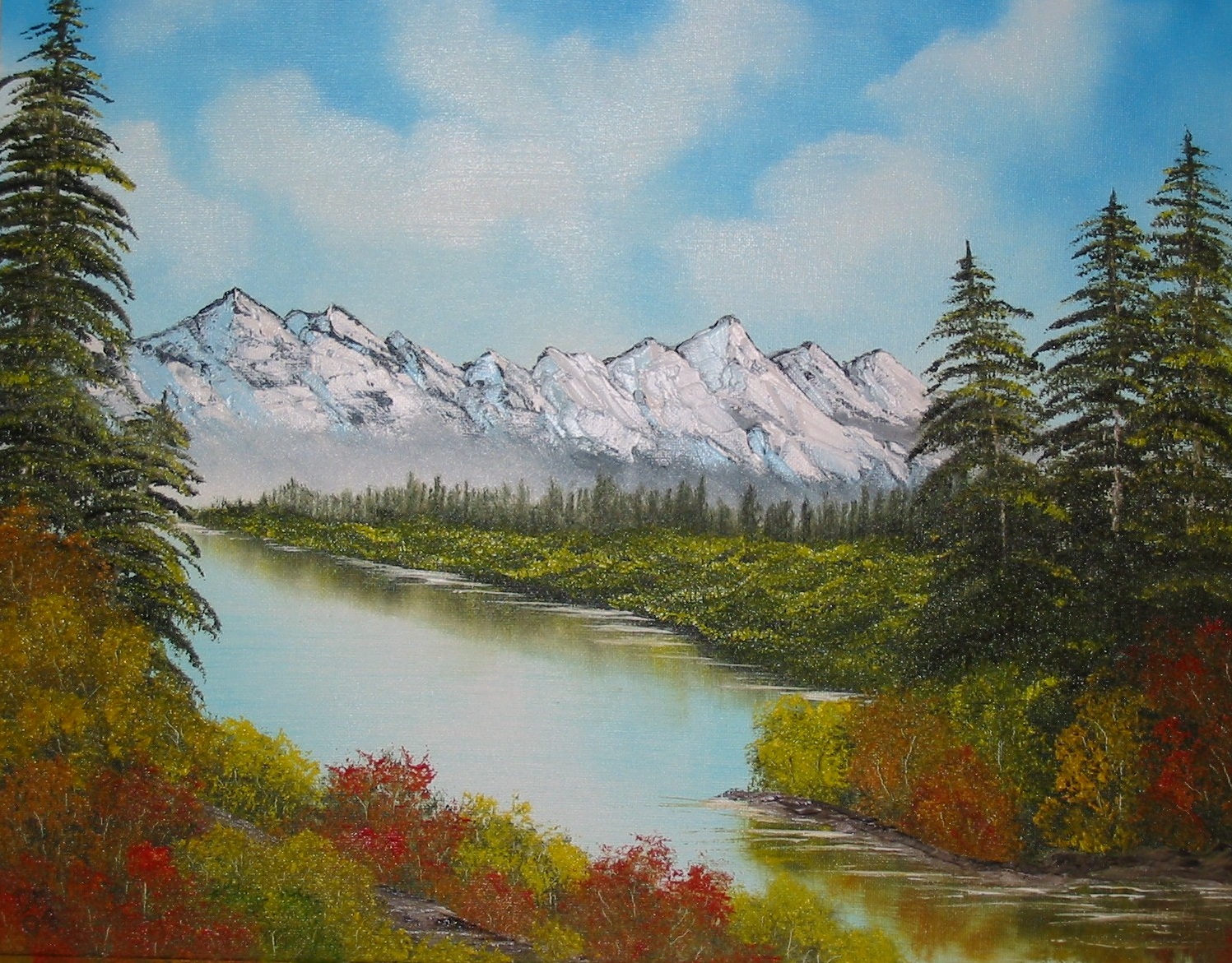 Mountain And Lake Paintings Wallpaper