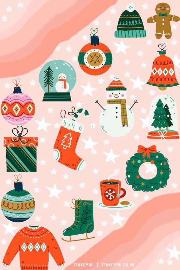 Preppy Christmas Wallpaper Ideas Pink Background I