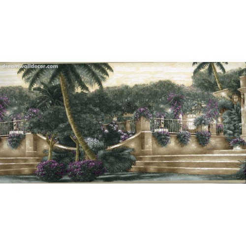 Tropical Palm Tree Garden Wallpaper Border