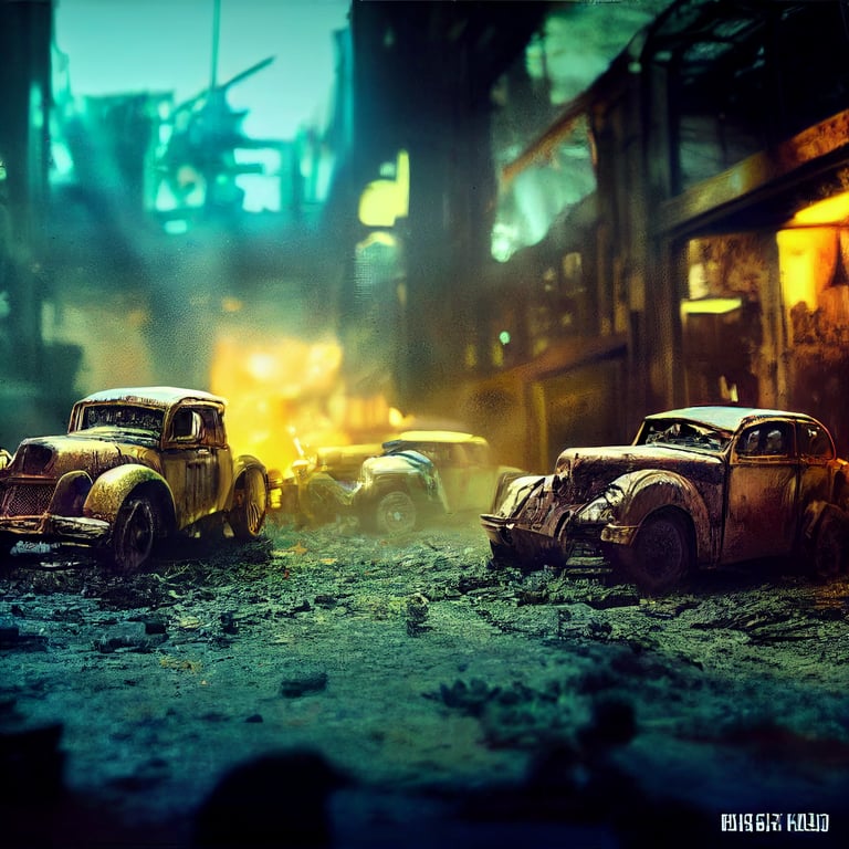 Prompthunt Dieselpunk Style Battle Car In A Crowded Ruin City